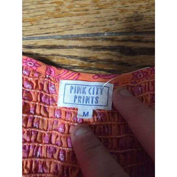 Tuckernuck Pink City Prints Isabel V Peach Primrose Dress sz Medium - Picture 3 of 5